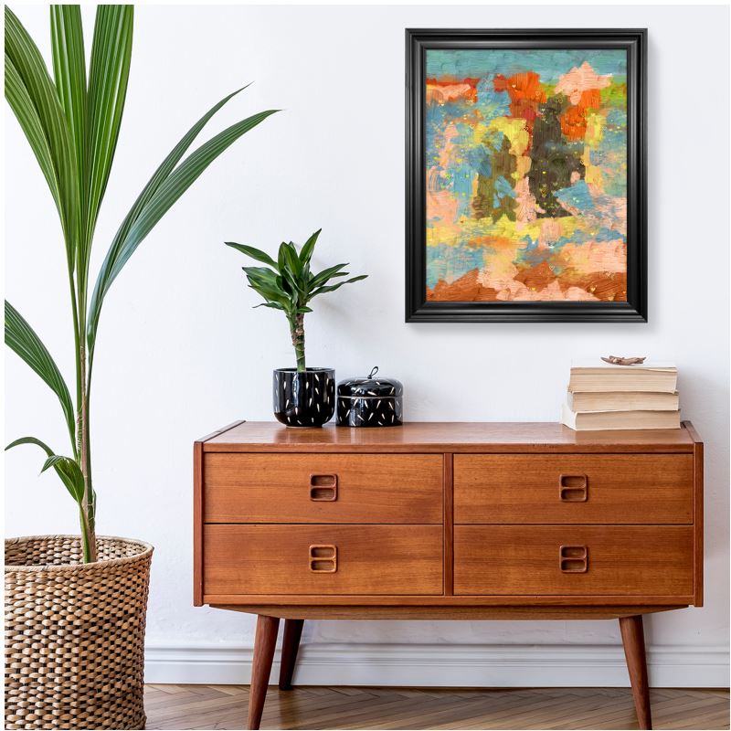 Premium Framed Art Prints, Abstract Brushstrokes, Blue and Naturals