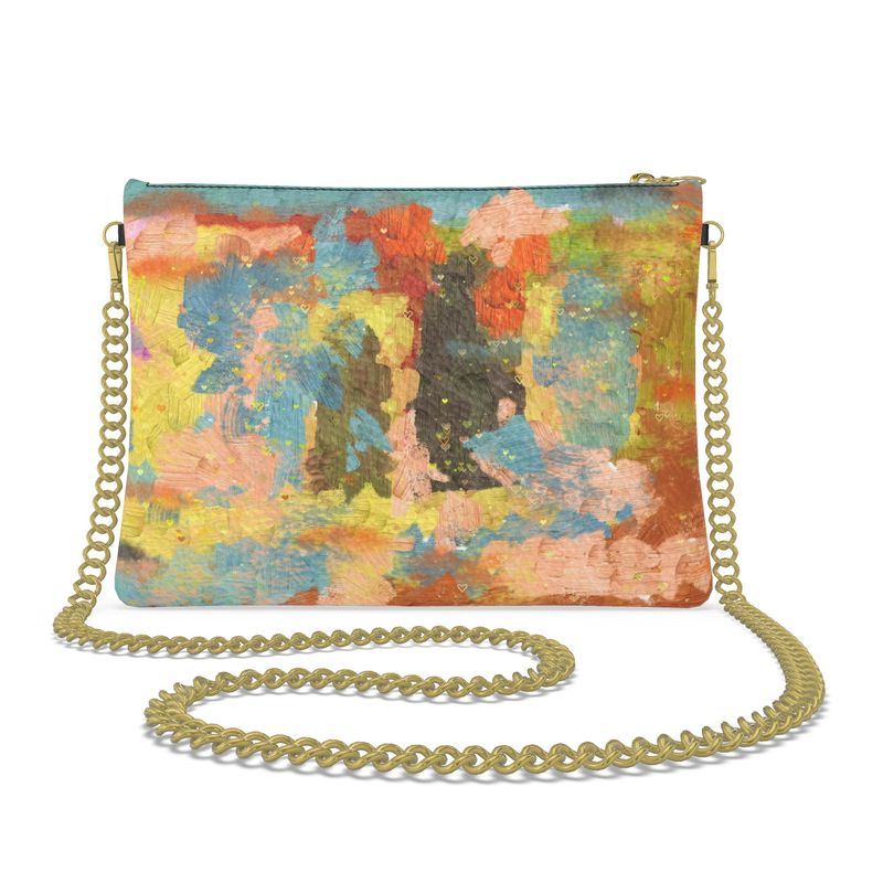 Crossbody Bag With Chain, Abstract Brushstrokes Art Bag with Chain