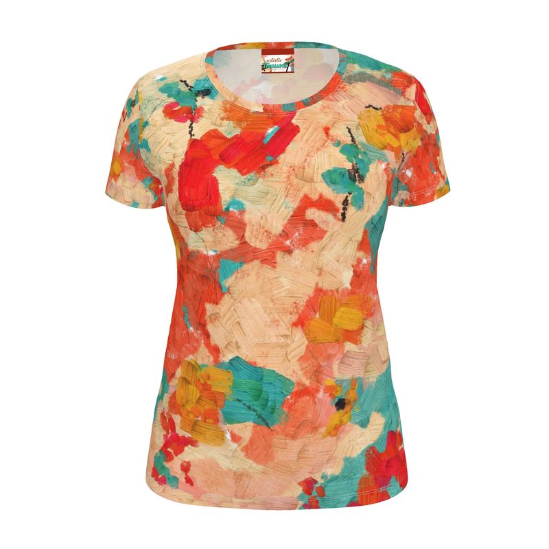 Womens T-Shirt, Abstract Design T-Shirt, Women's Floral Print T-Shirt