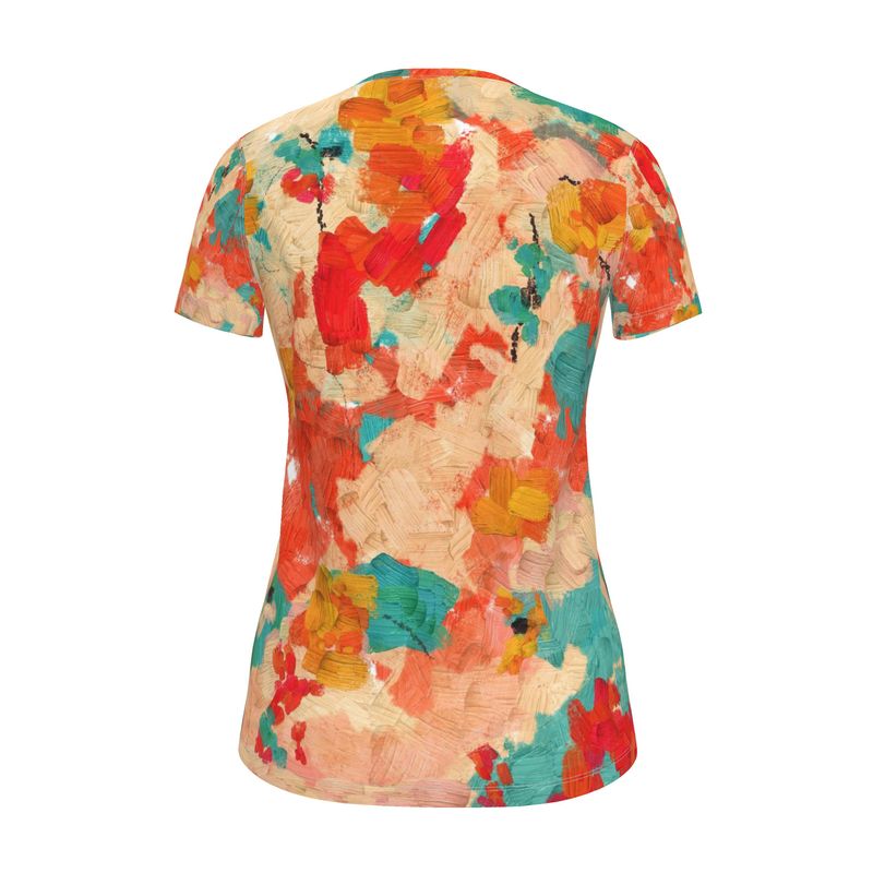Womens T-Shirt, Abstract Design T-Shirt, Women's Floral Print T-Shirt