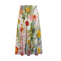 Midi Skirt, Painted Wildflowers Skirt, Designer Floral Skirt
