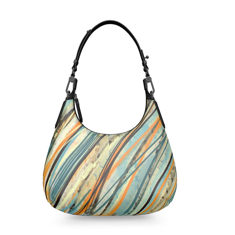 Mini Curve Bag with Orange and Blue Curved Lines