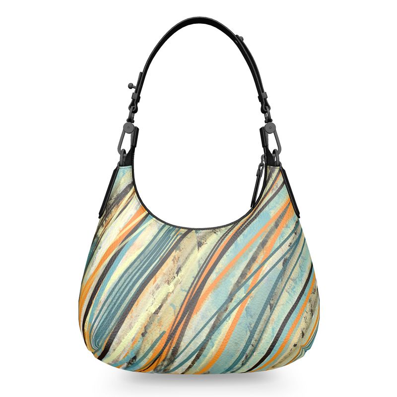 Mini Curve Bag with Orange and Blue Curved Lines