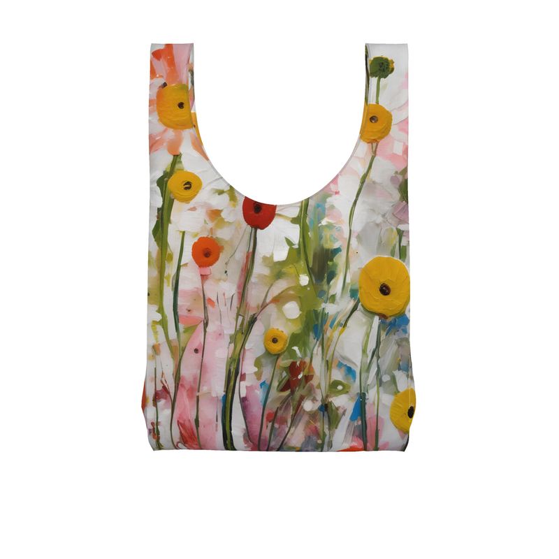Painted Wildflowers Parachute Shopping Bag