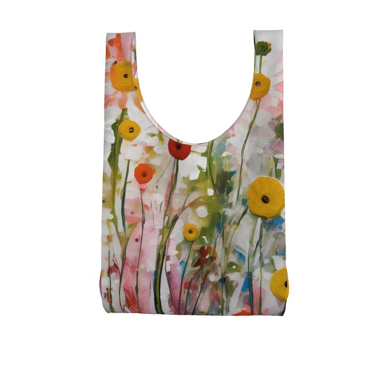 Painted Wildflowers Parachute Shopping Bag