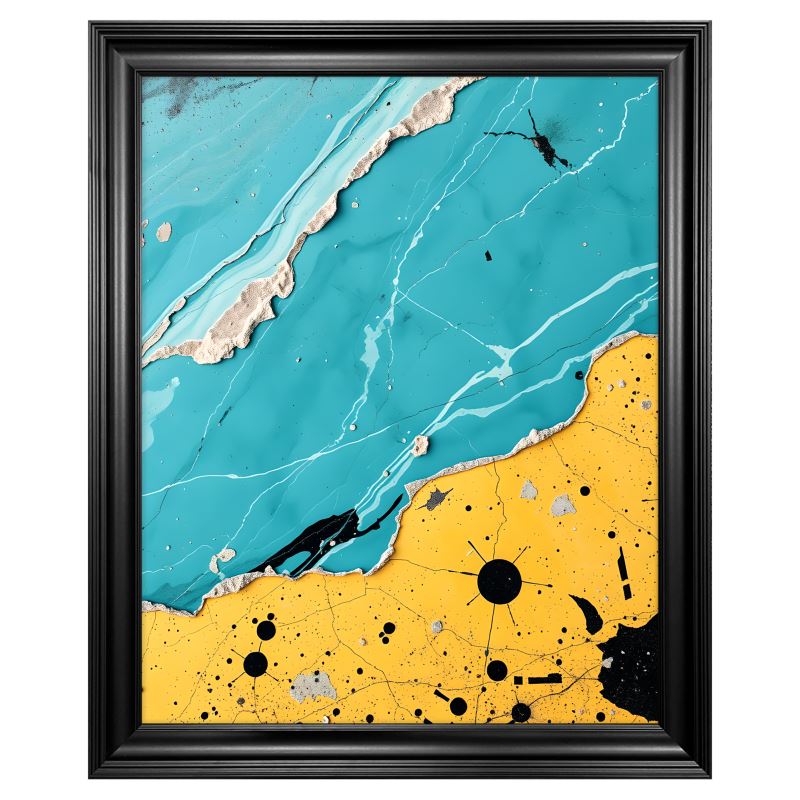 Premium Framed  Abstract Art Prints in Gold and Blue