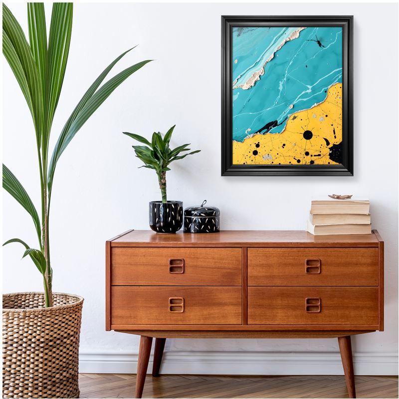 Premium Framed  Abstract Art Prints in Gold and Blue