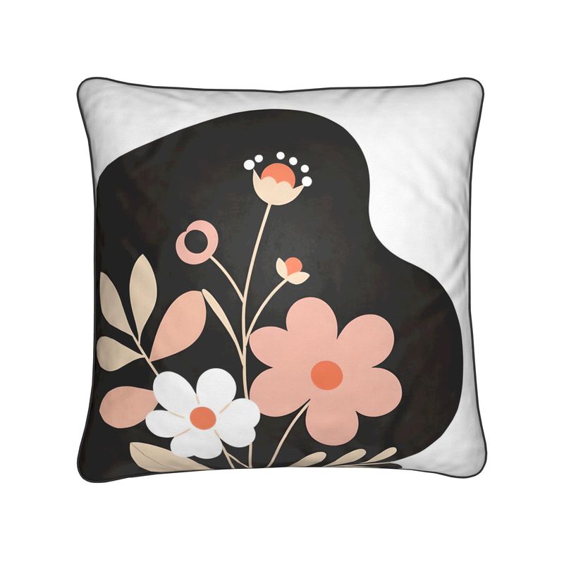 Cushions in a Simple Floral Pattern on a Black Silhuoette Design