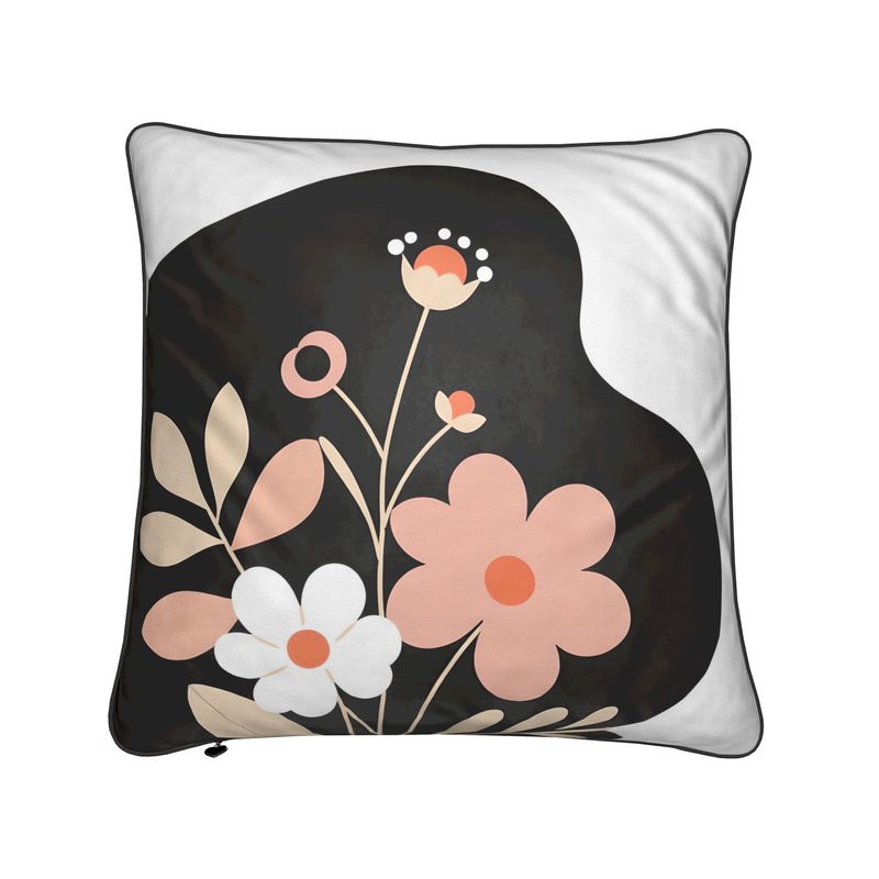 Cushions in a Simple Floral Pattern on a Black Silhuoette Design