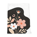 Throw Blanket in Simple Floral Design on Black Silhouette