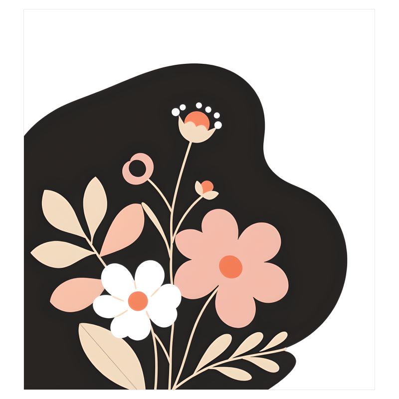 Gaming Mat in a Simple Floral Design with Pink and White Flowers