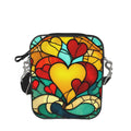 Shoulder Bag with Hearts in a Stained-Glass Design