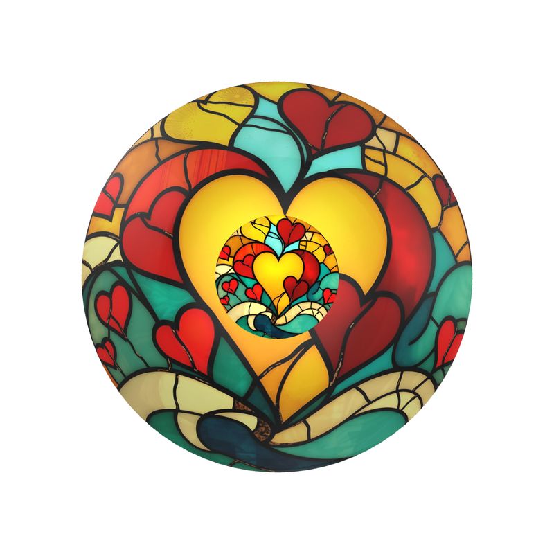 Ornamental Bowl with Hearts in a Stained Glass Design