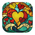 Coasters with Red and Gold Hearts in a Stained-Glass Design
